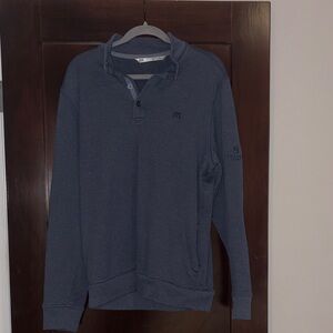 Nautica Men's Heathered Navy Crewneck Henley Pullover